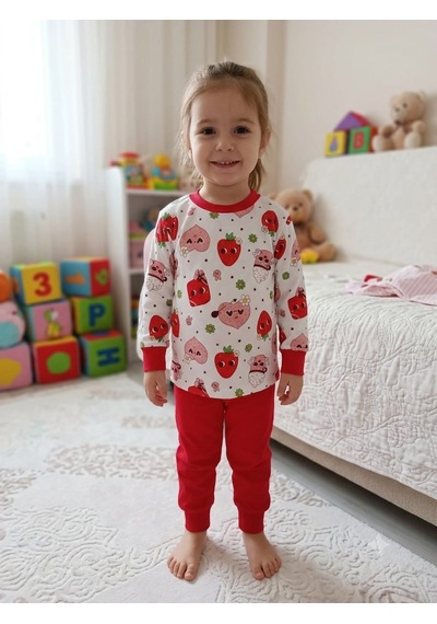 Kapitex Kız Çocuk Pijama Takımı Kırmızı