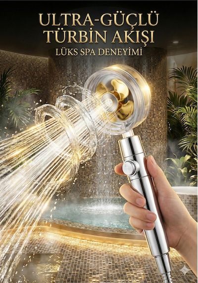 Yüksek Basınçlı Turbo Pervaneli Duş Başlığı - Su Tasarruflu, Filtreli Ve Stop Tuşlu Spa Etkisi Gri P Diğer