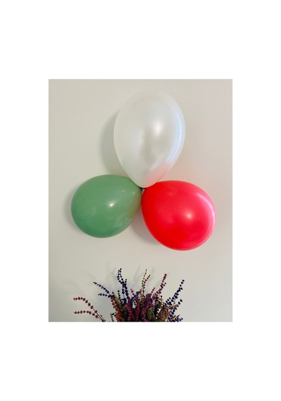 Küf Yeşili Kırmızı Beyaz Pastel 12 İnç 15 Adet Balon Küf Yeşil Beyaz Kırmızı Küf Yeşil Beyaz Kırmızı