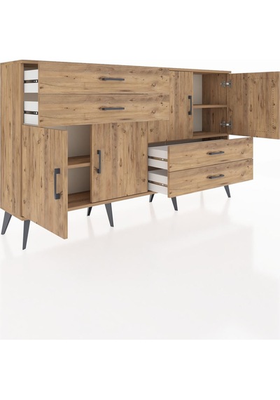 Arges Konsol 3 Raflı 4 Çekmeceli 4 Kapaklı 176x30x99 Çam-çam Çam-çam Arges Konsol 3 Raflı 4 Çekmeceli 4 Kapaklı 176x30x99 Çam-çam Çam-çam