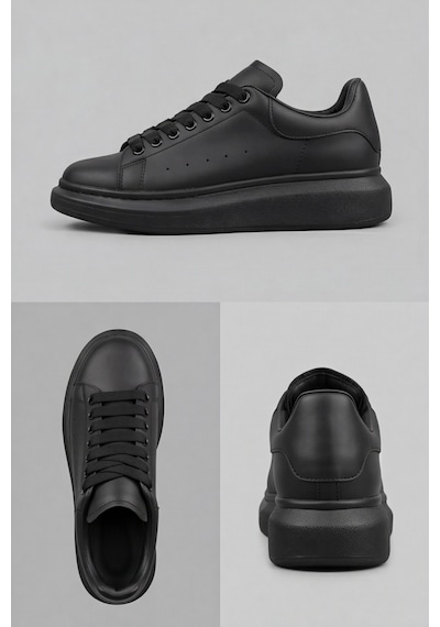 Liaquenn - Rahat Ve Hafif Yüksek Tabanlı Yürüyüş Günlük Spor Giy Çık Unisex Sneaker Ayakkabı - K... Siyah