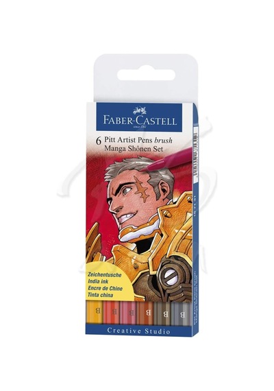 Faber Castell Pitt Artist Pen Brush Manga Çizim Seti 6Lı Shonen S