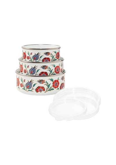 Serenk 14-16-18 Cm Emaye Üçlü Saklama Kabı Seti