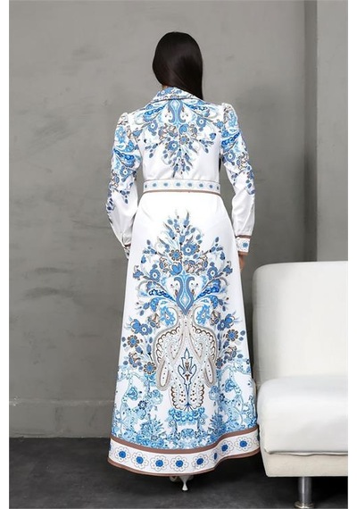 Neşeli Butik Kadın Tasarım Gömlek Elbise Nbms25016 Mavi