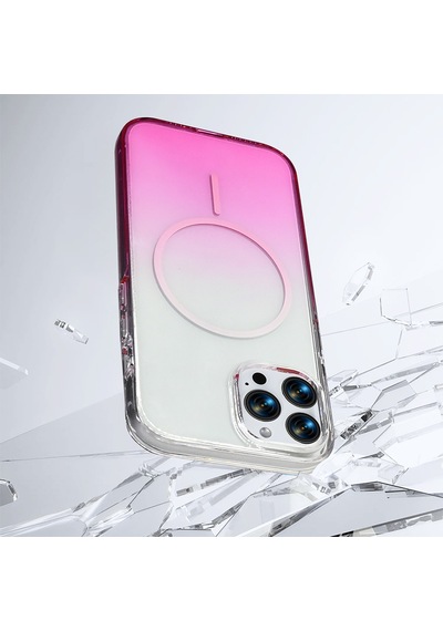 Apple iPhone Uyumlu 16 Pro Max Kılıf Renk Geçişli Magsafe Şeffaf Kamera Yükseltili Silikon Pazarplus Siyah