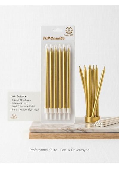 Top Candle Pasta Mumu 6 Adet Doğum Günü Ve Parti Kutlama Seti No:1