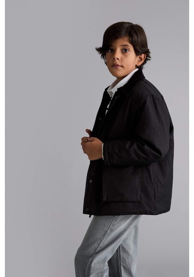 Defacto Erkek Çocuk Polo Yaka Çıtçıt Kapamalı Mont D5903a825aubk27 Siyah