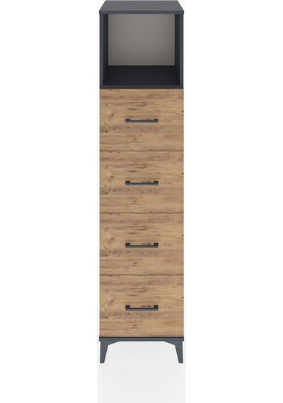 Hyperion Dolap Tek Raflı 4 Çekmeceli 44x44x182 Antrasit-çam Antrasit