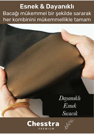Chesstra Yeni Sezon Toparlayıcı Korse Etkili Rahat Şık Sıcak Tutan İçi Peluş Termal Ten Görünümlü Tayt Çorap Siyah