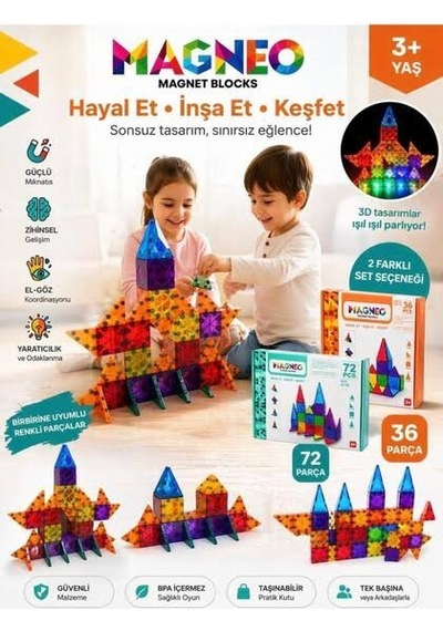 Magneo 36 Parça Magnetic Blocks