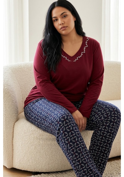 Siyah İnci Pamuklu Likralı Büyük Beden Battal Boy Örme Pijama Takım 26240891 Bordo Siyah İnci Pamuklu Likralı Büyük Beden Battal Boy Örme Pijama Takım 26240891 Bordo