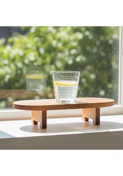 Doğal Akasya Ayaklı Oval Kesim Panosu Ve Sunum Tahtası - 33 Cm Et, Peynir Ve Ekmek Servisliği - Dekoratif Ahşap Mutfak Standı Çok Renkli