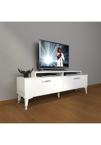 Decoraktiv Ekoflex 4 Slm Silver Tv Ünitesi Tv Sehpası Beyaz