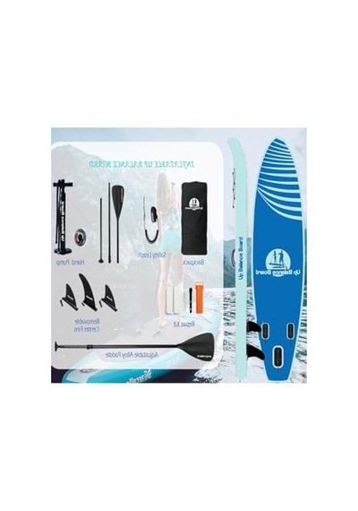 310x76x15 Cm Boyutlarında Şişme Sup Board, Mavi Renk Seçeneği Açık Mavi