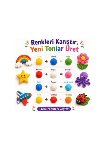 Hayal Gücü Kil Seti - 12 Renkli Hava İle Kuruyan Zıplayan Kil Hamuru, Yumuşak Ve Kolay Şekillen Standart