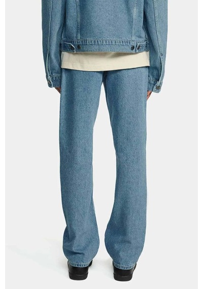 Daily Paper Kibo Jeans: Orta Mavi Renkli, Düz Paçalı Ve %100 Pamuklu Şık Pantolon Açık Mavi