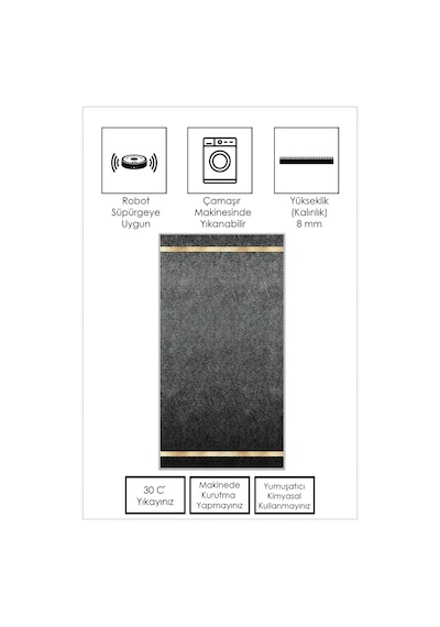West Home Makinede Yıkanabilir Kaymaz Taban Leke Tutmaz Modern Gri Salon Halısı,mutfak Halısı Ve Mutfak Yolluk Wh 584 Grey