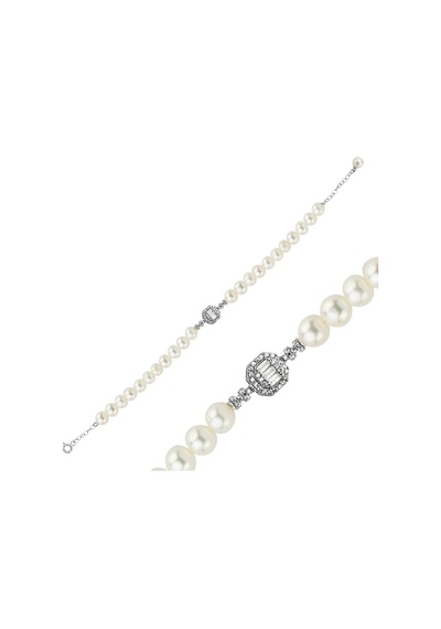 6,5 Mm Baget Doğal İnci Bileklik 22 Cm / Sarı Sarı Sarı Altın