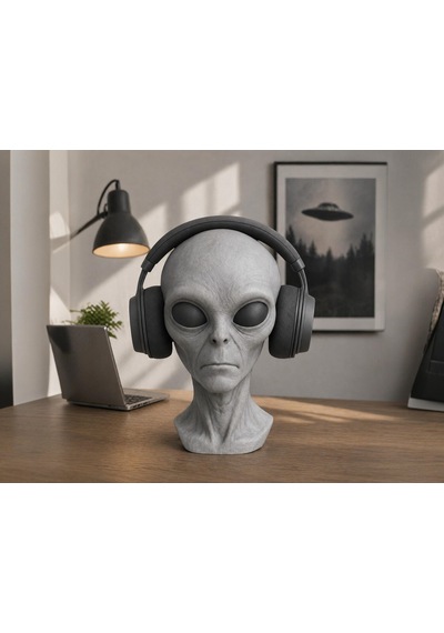 Happy3dworld Uzaylı Büst Kulaklık Standı, 3d Baskı Bilim Kurgu Masaüstü Dekor