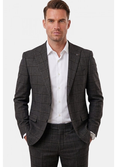 Rizzup Füme Kare Desenli Slim Fit Erkek Takım Elbise Çift Düğme Çift Yırtmaç 2 Li Takım 2601812 Rizzup Füme Kare Desenli Slim Fit Erkek Takım Elbise Çift Düğme Çift Yırtmaç 2 Li Takım 2601812