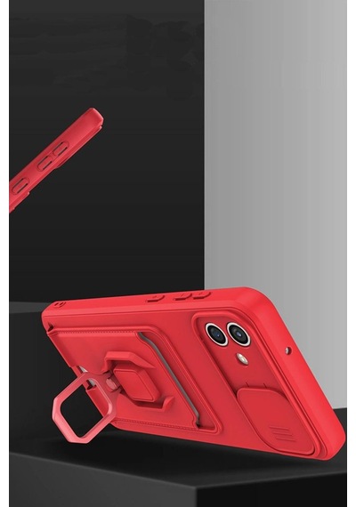 Samsung Galaxy A05 Kılıf Zuma Kartvizitli Yüzüklü Silikon - Pembe