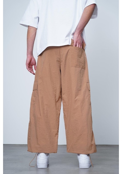 Kahverengi Paraşüt Kargo Bdg Ayarlanabilir Paça Baggy Pantolon Kahverengi