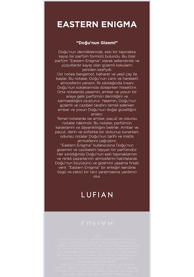 Lufian Eastern Enigma Erkek Parfüm EDP 100 ML