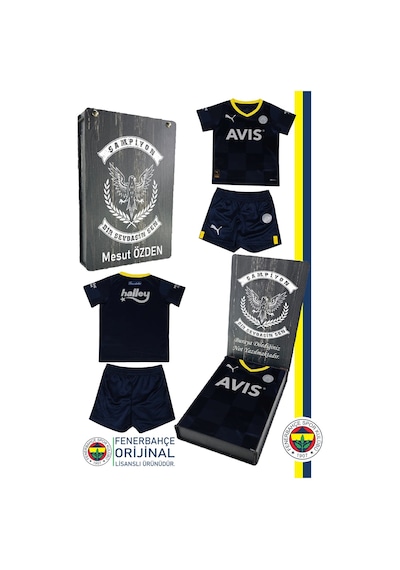 Fenerium Fenerbahçe Mini Lacivert Çocuk Forma Set Kişiye Özel Ahşap Kutulu Lacivert