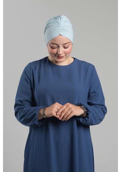Hürrem Bone Bebe Mavisi Pratik Hazır Geçmeli Tesettür Bone Sandy Büzgülü Salaş 2119 11 Bebe Mavisi