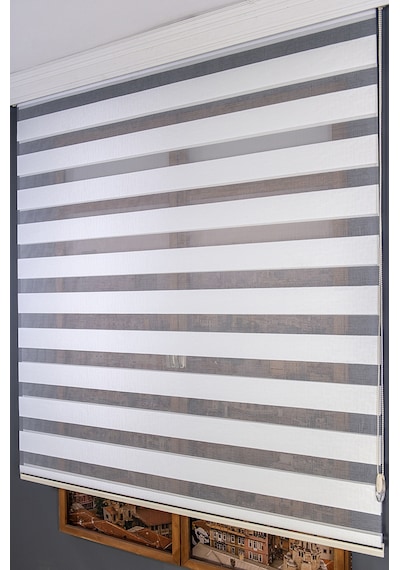 Beyaz Bambu Zebra Perde Beyaz