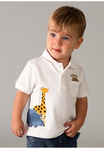 Mayoral Erkek Çocuk Polo T-shirt 1108 Krem
