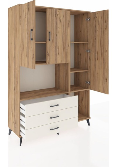Hyperion Dolap 6 Raflı 3 Çekmeceli 3 Kapaklı 132x44x195 Çam-ç... Çam