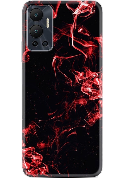 Infinix Hot 12 Kılıf Silikon Desen Özel Seri Red Smoke 1745