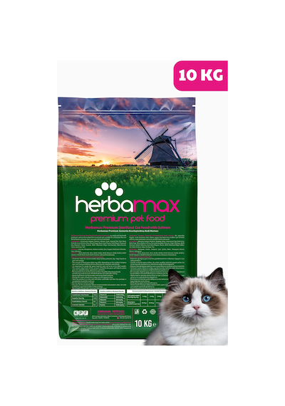 Herbamax Sterilised Kısırlaştırılmış Somonlu ve Pirinçli Yetişkin Kedi Maması 10 KG
