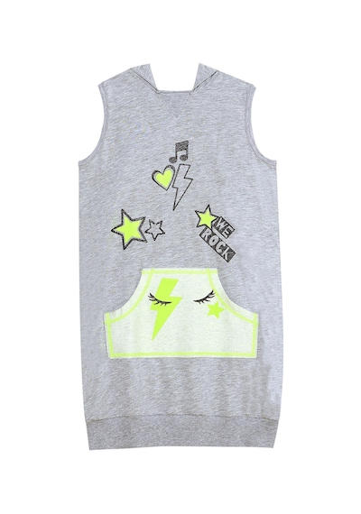 Denokids Mshb&g We Rock Gri Melanj Kapüşonlu Kız Çocuk Elbise Gri