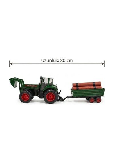 Dev Boy Oyuncak Traktör Ve Tomruk Römorku Seti Dev Boy 80 Cm Oyuncak Tomruk Yüklü Römork Seti Yeşil