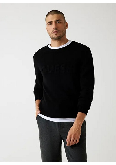 Guess M5br35z2zk2 Ls Cn 3d Guess Logo Erkek Sweatshirt Siyah