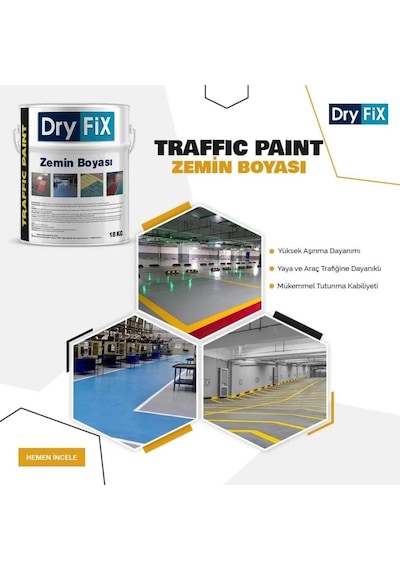 Dryfix Traffic Paint Fayans,seramik,mermer,beton Ve Asfalt Zemin Boyası 18 Kg Ral 5015 Mavi Diğer