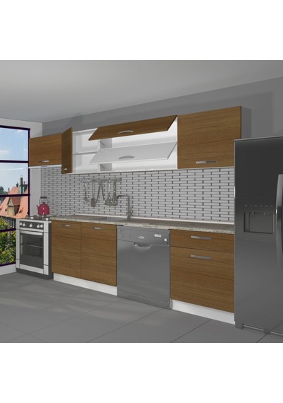 Decoraktiv Elite 280y Mdf Hazır Mutfak Dolabı - Tezgah Dahil - Naturel Ceviz