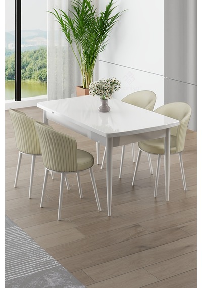 Canisa Asfel Serisi Mdf 77x130 Beyaz Yandan Açılabilir Mutfak Masa Takımı 4 Krem Sandalye Beyaz Masa Krem Sandalye Canisa Asfel Serisi Mdf 77x130 Beyaz Yandan Açılabilir Mutfak Masa Takımı 4 Krem Sandalye Beyaz Masa Krem Sandalye