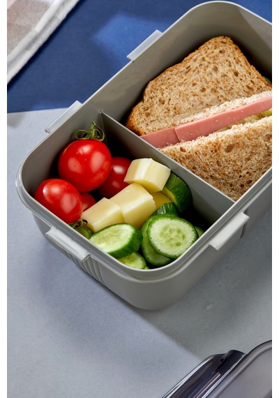 Tek Katlı Bölmeli Lunch Box Okul Ve Ofis İçin Pratik Yemek Kabı Gri