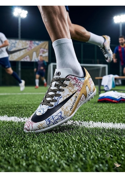 Mugesporgiyim Beyaz-altın Walked Çim Saha Ayakkabısı