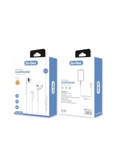 Go Des GD-EP106 Lightning Kablolu Kulak İçi Mikrofonlu Kulaklık Hi-Fi Tak & Çalıştır - ZORE-257984