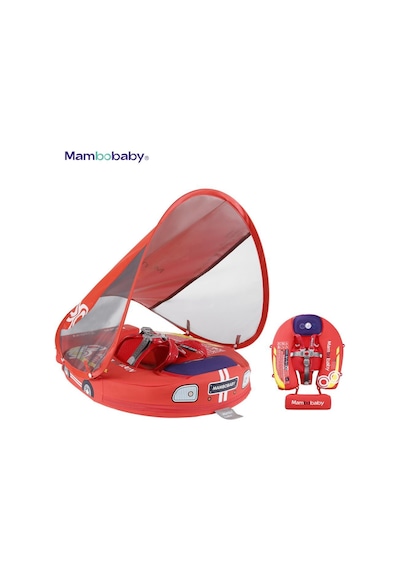 Mambobaby Yüzme Simidi - Red Car, Emniyetli, Gölgelikli Ve Ayak Destekli