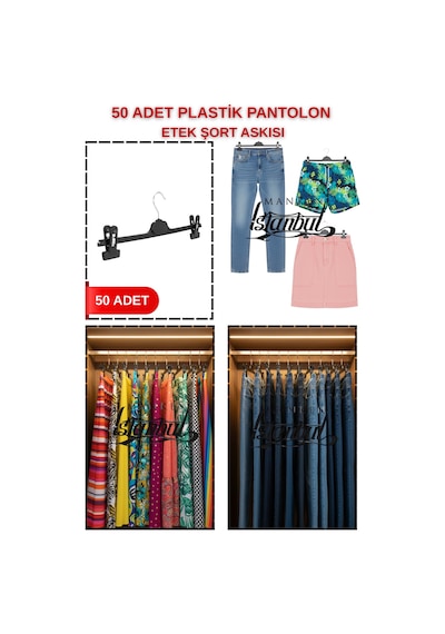 Pantolon Askısı Ekonomik Model Şort Etek Elbise Askılığı Gardırop Mağaza İçin 50 Adet Diğer