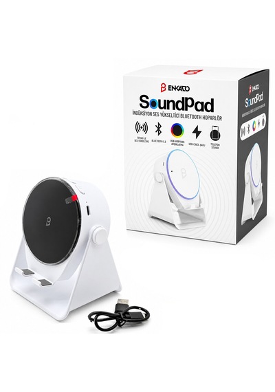 Soundpad 5ın1 - 5w - 2000mah Temas İle Ses Yükseltme - Telefon Stand - Usb-c Şarj Beyaz İndiksiyon Ses Yükseltici Bluetooth Hoparlör Speaker Ekd-s11 5250