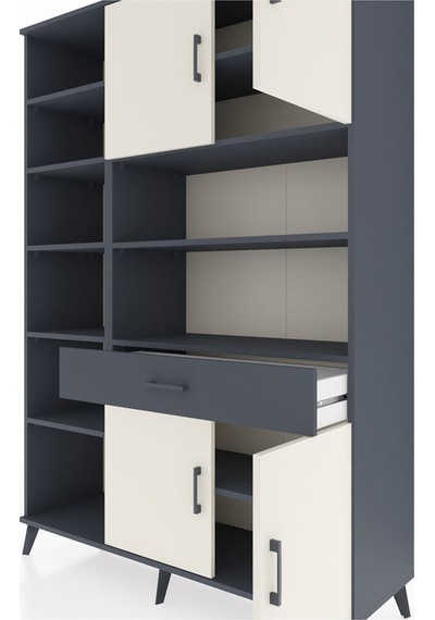 Hyperion Dolap 10 Raflı Tek Çekmeceli 4 Kapaklı 132x44x195 Antrasit-aytaşı/antrasit Aytası/antrasıt - Antrasıt Hyperion Dolap 10 Raflı Tek Çekmeceli 4 Kapaklı 132x44x195 Antrasit-aytaşı/antrasit Aytası/antrasıt - Antrasıt