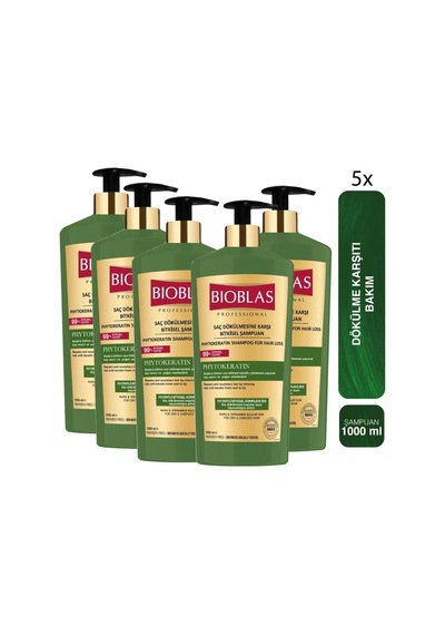 Onarıcı Bakım Saç Dökülmesine Karşı Phytokeratin Şampuan 1.000 Ml - Keratin Bakım, Yıpranmış 5 Adet Kuru