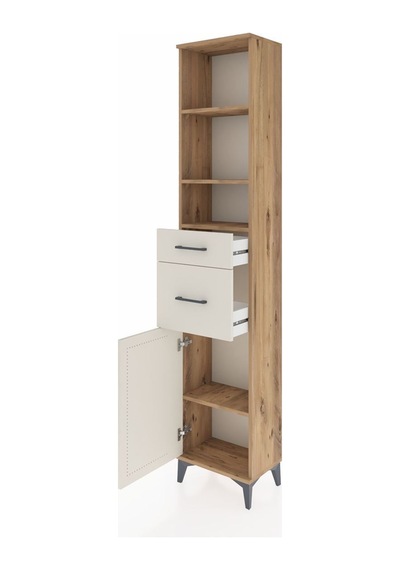 Arges Dolap 4 Raflı 2 Çekmeceli Tek Kapaklı 44x30x221 Çam-aytaşı Atlas Çam