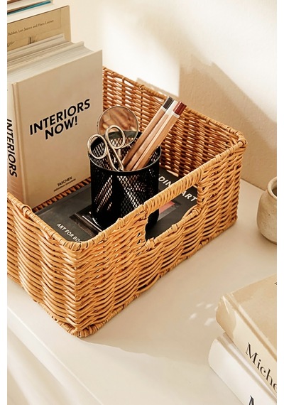 Ocean Home Textile Yıkanabilir Bej Pp Rattan Sepet 39 X 29 X 13 Cm